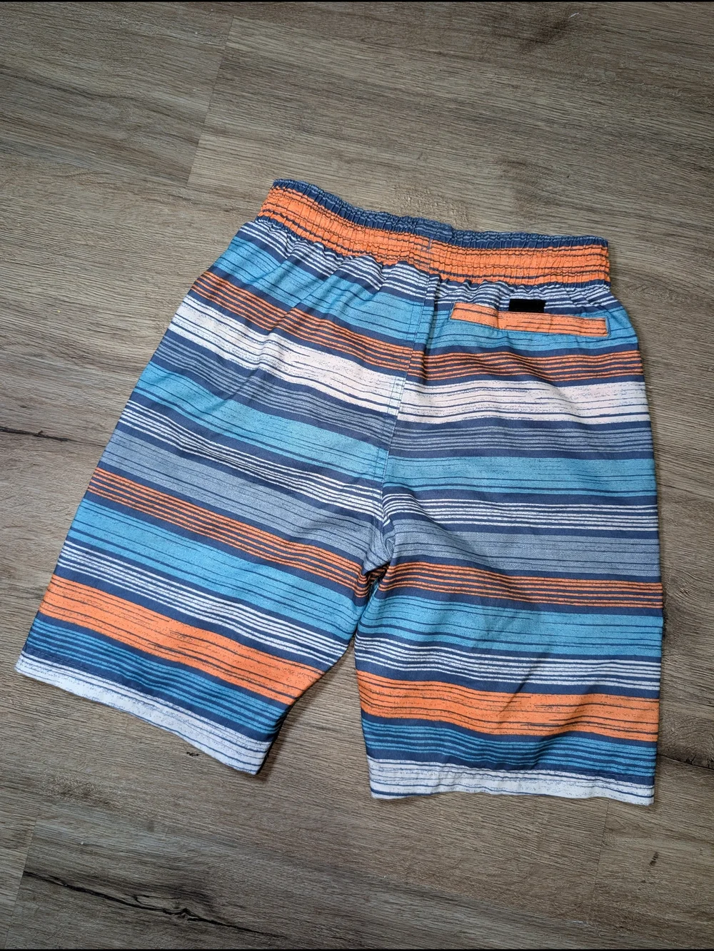 Nike Boys Small Striped Orange Blue White Swim Trunks Shorts Mesh Liner
